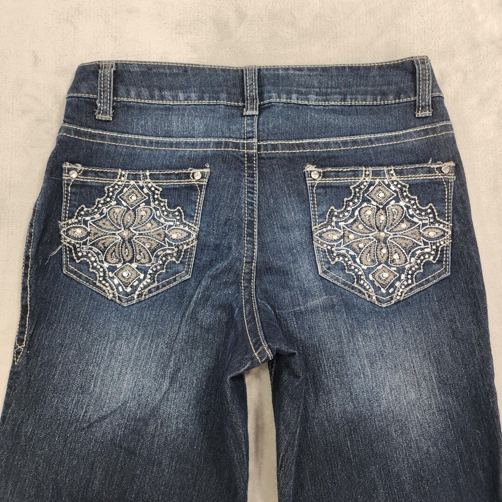 Faded Glory Jeans‎ Womens 8 Blue Low Rise Bootcut Embroidered Rhinestone Stretch - Picture 5 of 12
